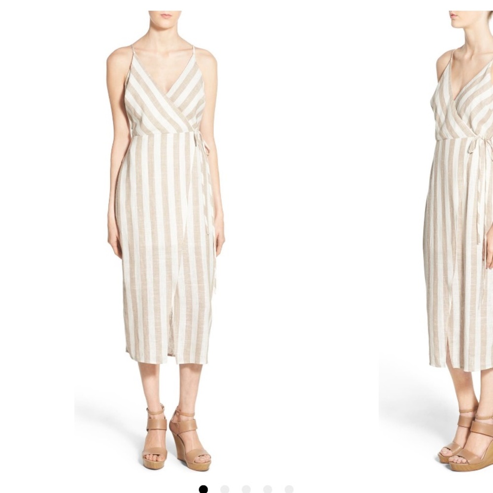 Astr the label linen wrap dress